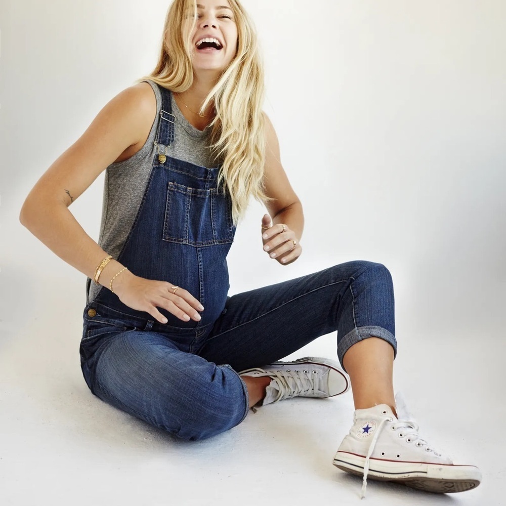 Current/Elliott Vintage Medium Wash Denim Overalls Straight Leg